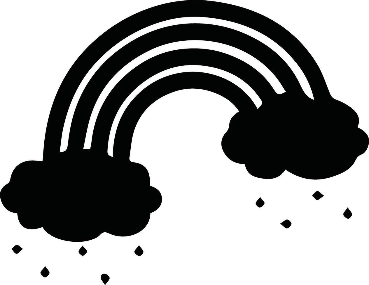 cute rainbow with clouds line style icon illustration design vector