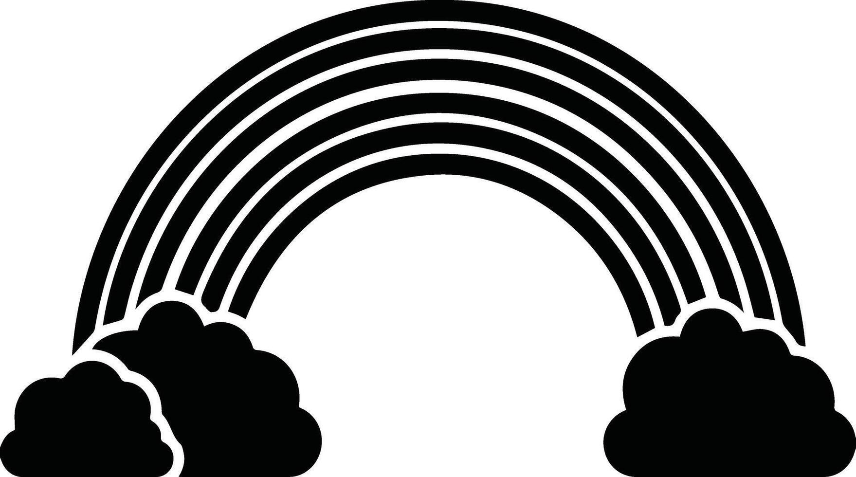 Black and white linear logo mark with a cloud rainbow emblem vector
