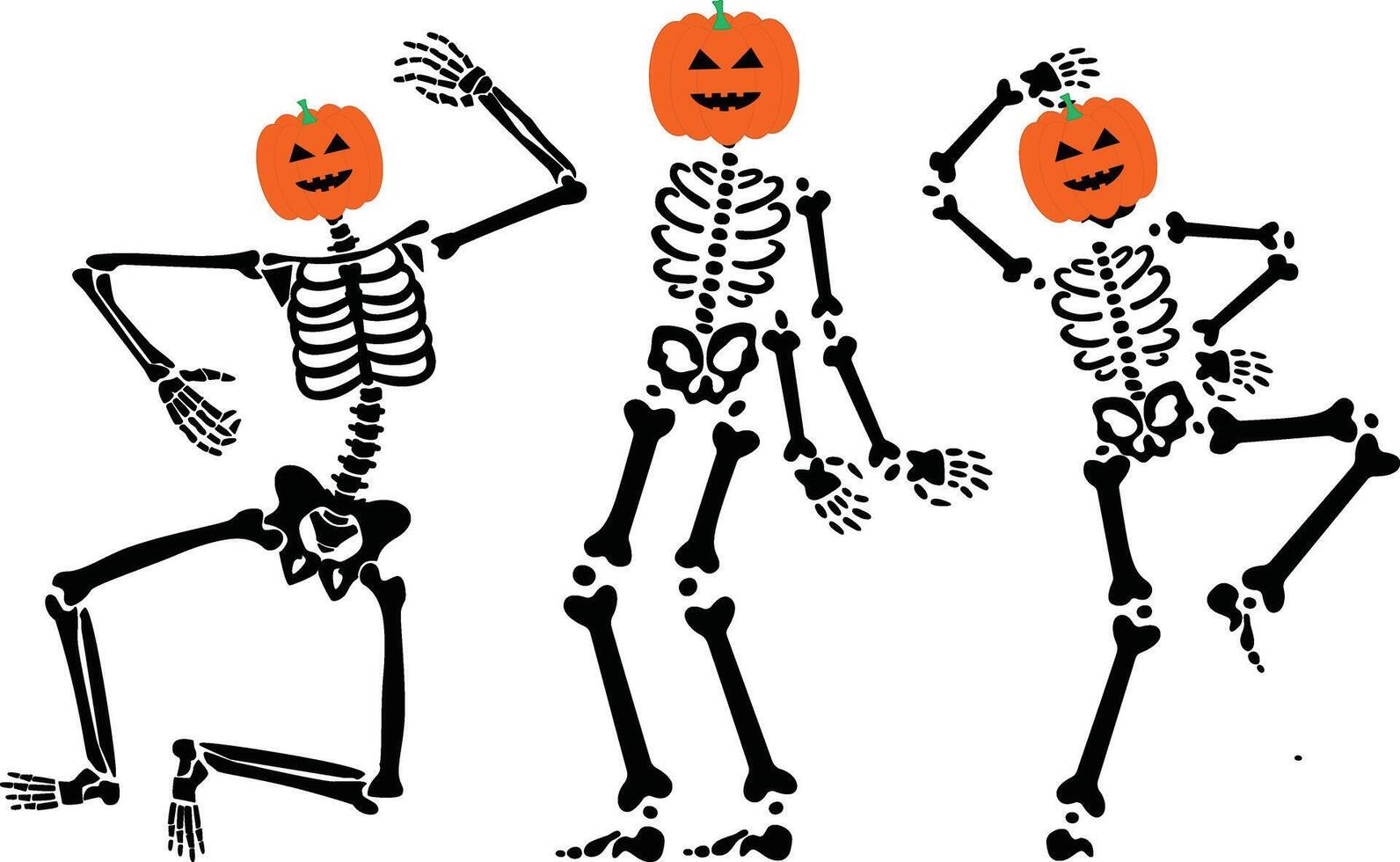 Funny skeletons dancing. Day of Dead, Halloween concept illustration vector