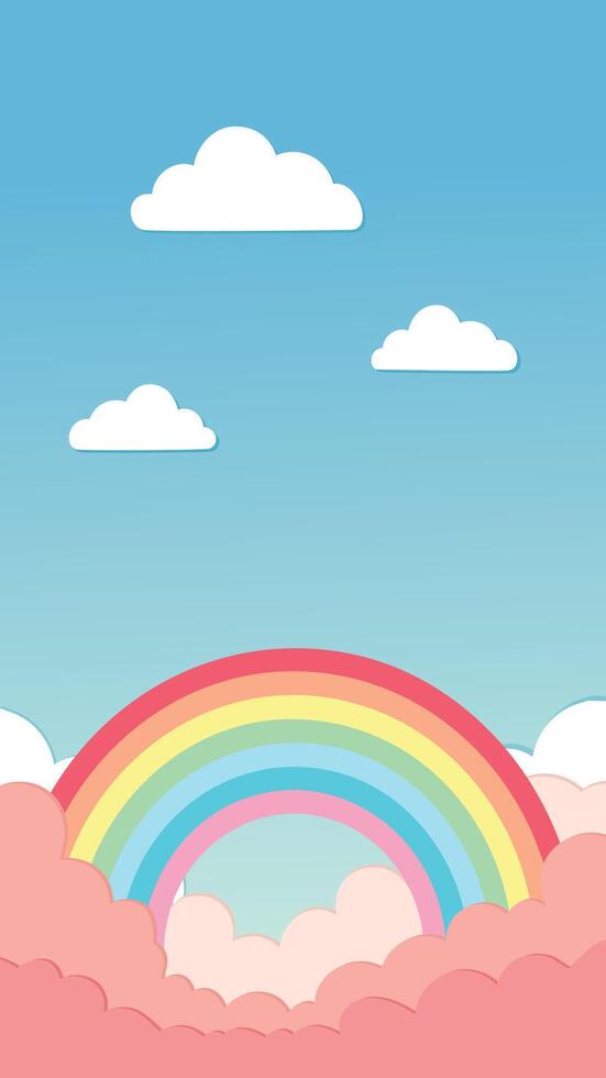 clouds and rainbow Greeting card vector
