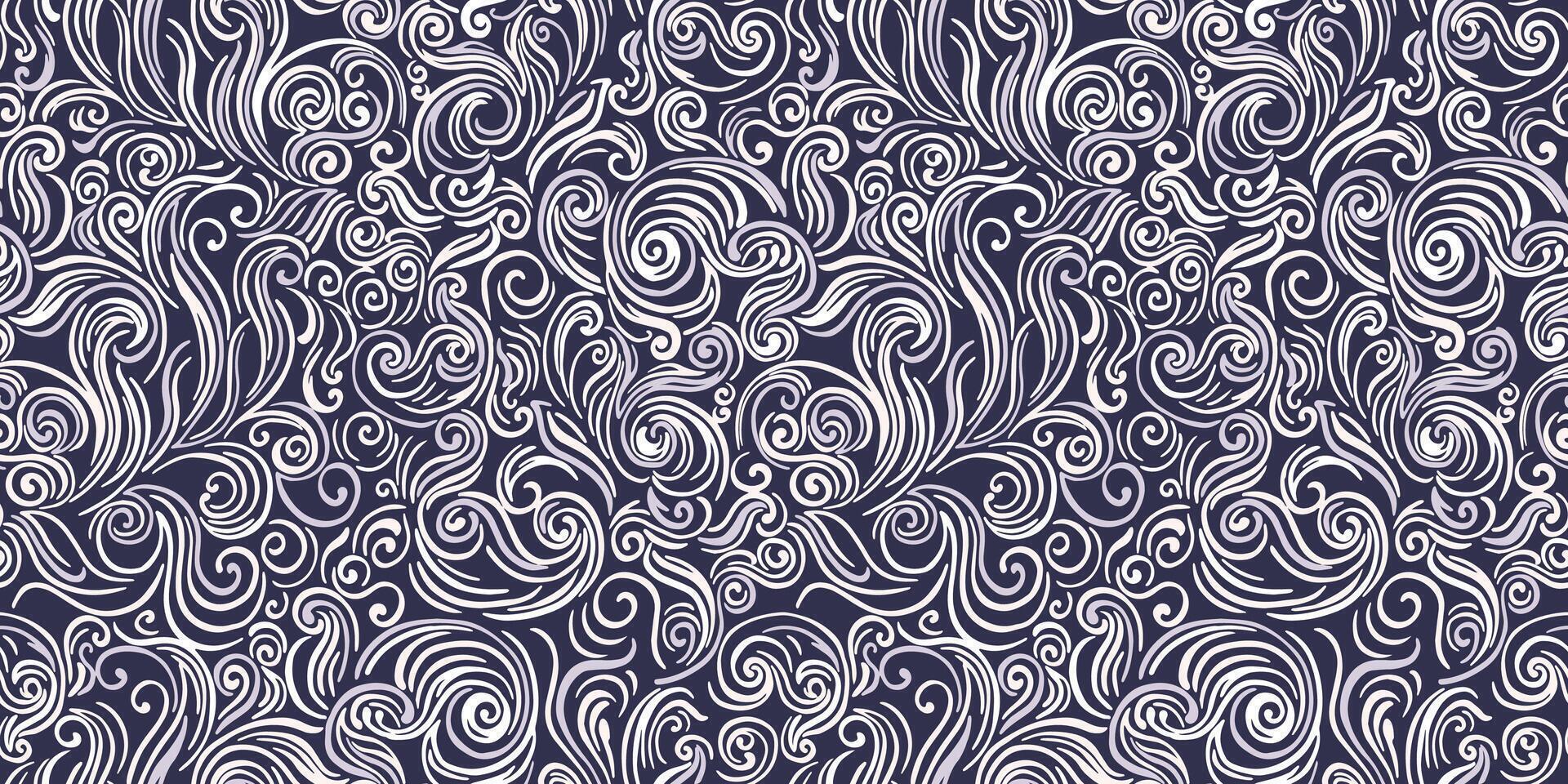 Black and white seamless pattern with texture twisted line shape. hand drawing unique graphics and curved smooth lines. Contemporary ornamental texture. Simple background. vector