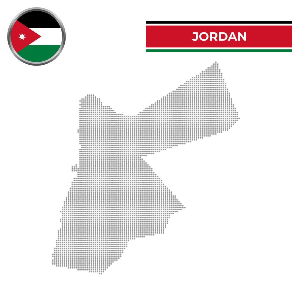 Dotted map of Jordan with circular flag vector