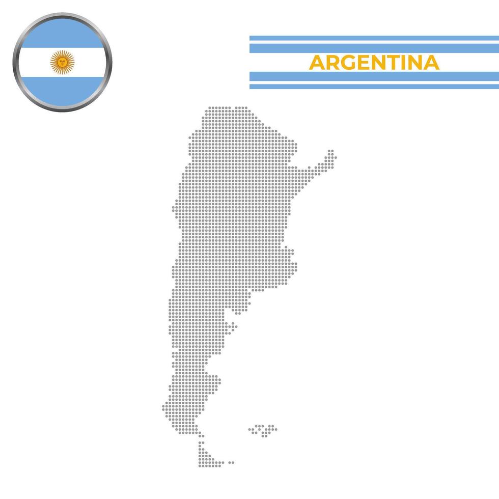 Dotted map of Argentina with circular flag vector
