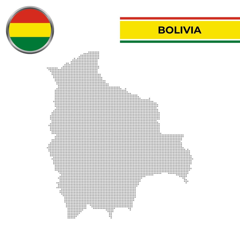Dotted map of Bolivia with circular flag vector