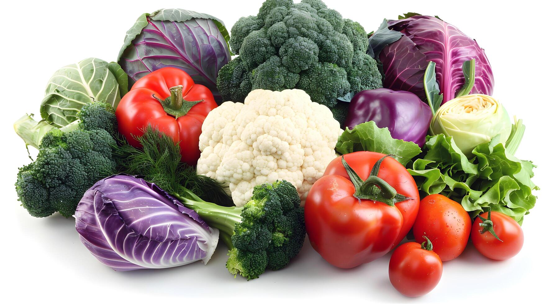 Colorful assortment of fresh vegetables on white background photo