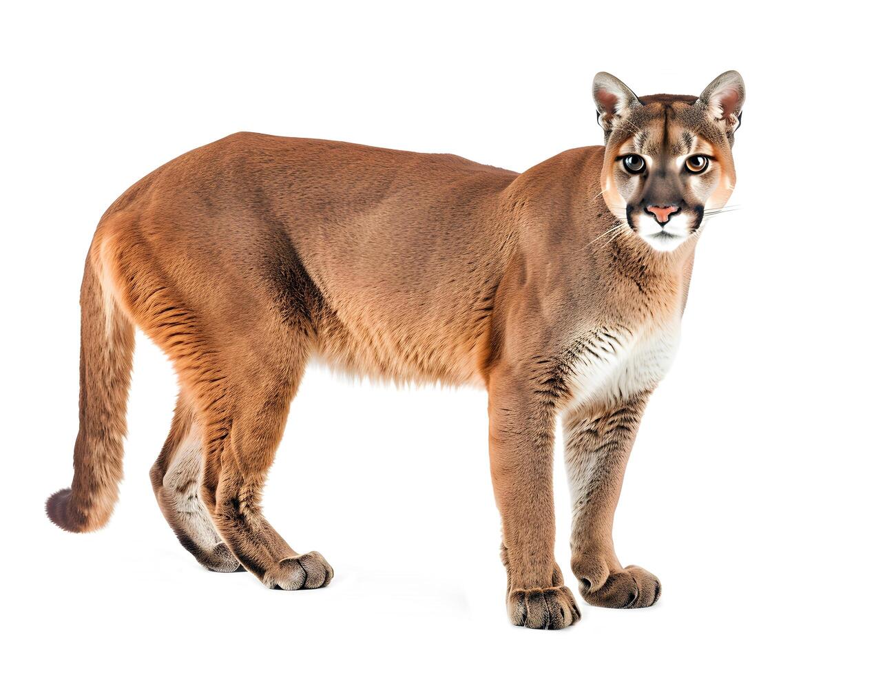 Cougar standing, isolated on a white background photo
