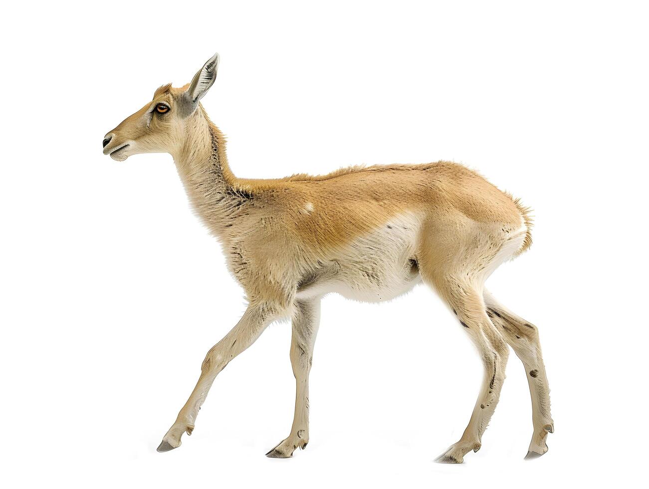 Antelope calf standing, isolated on a white background photo