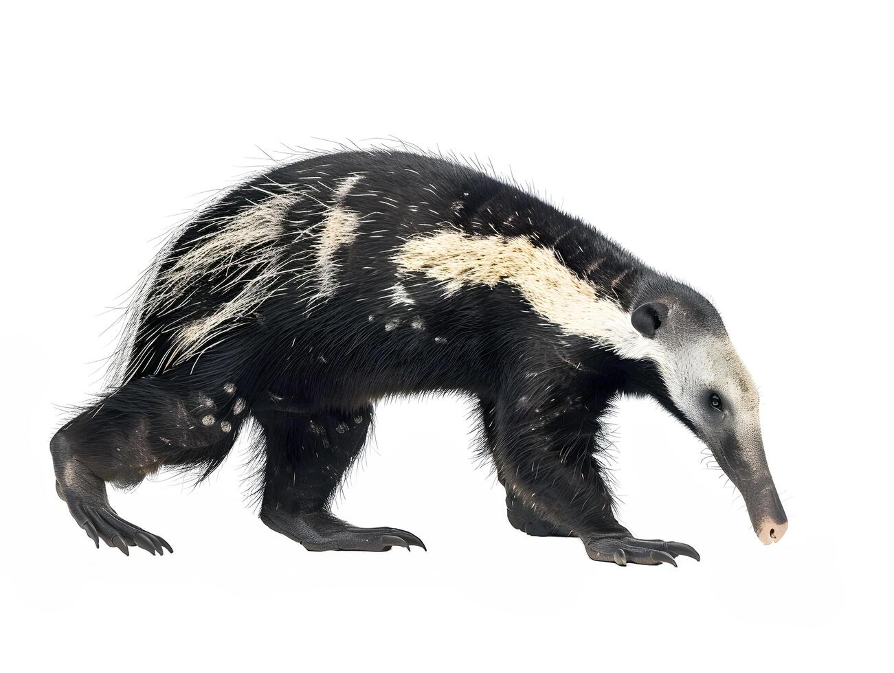 Honey badger walking, isolated on a white background photo