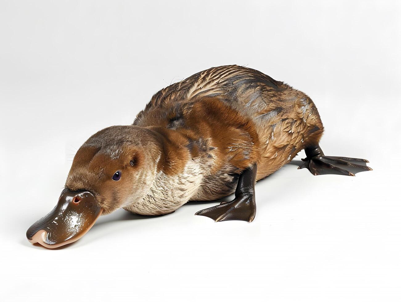 Platypus laying on a transparent background photo