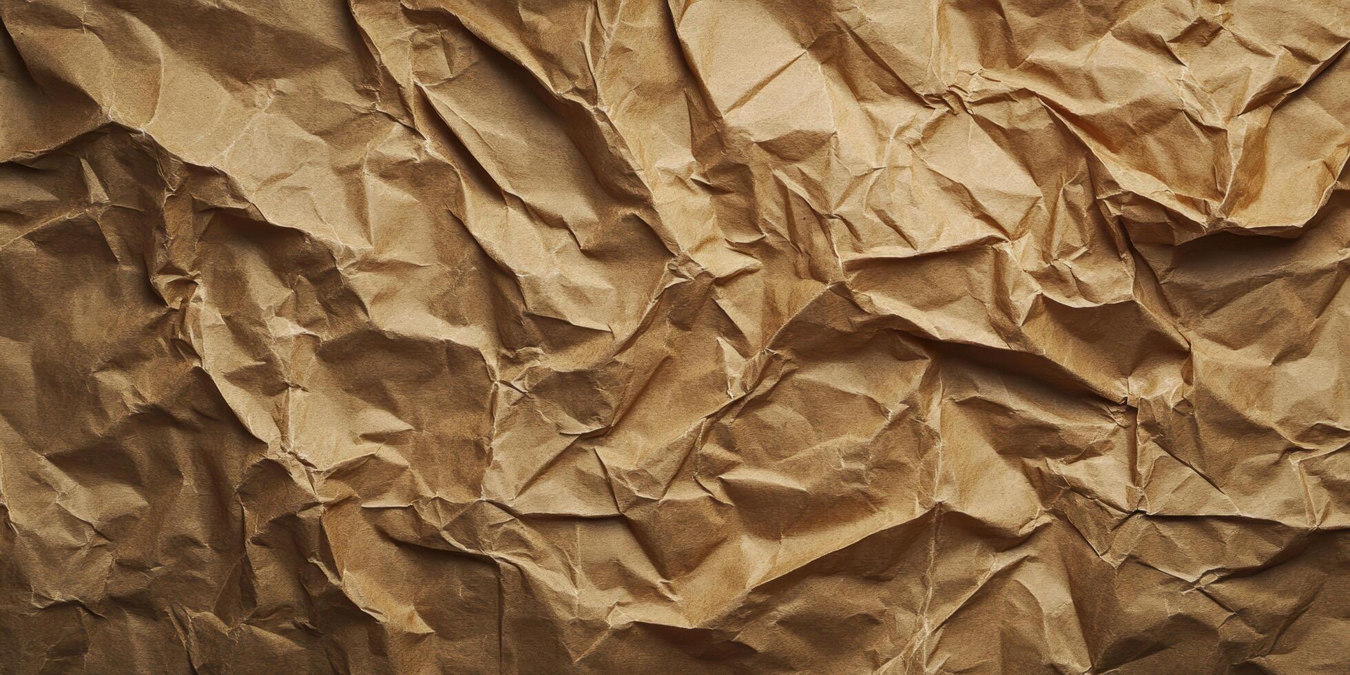 Crumpled brown paper background photo