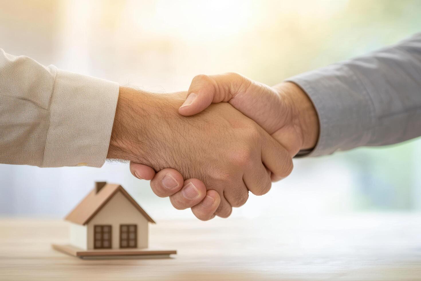 Real Estate Handshake Agreement Home Buying Selling Mortgage Contract Partnership photo