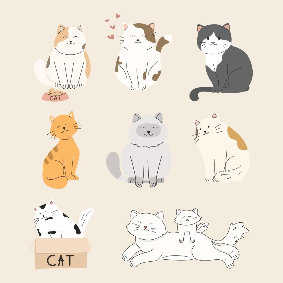 coloured cats collection vector