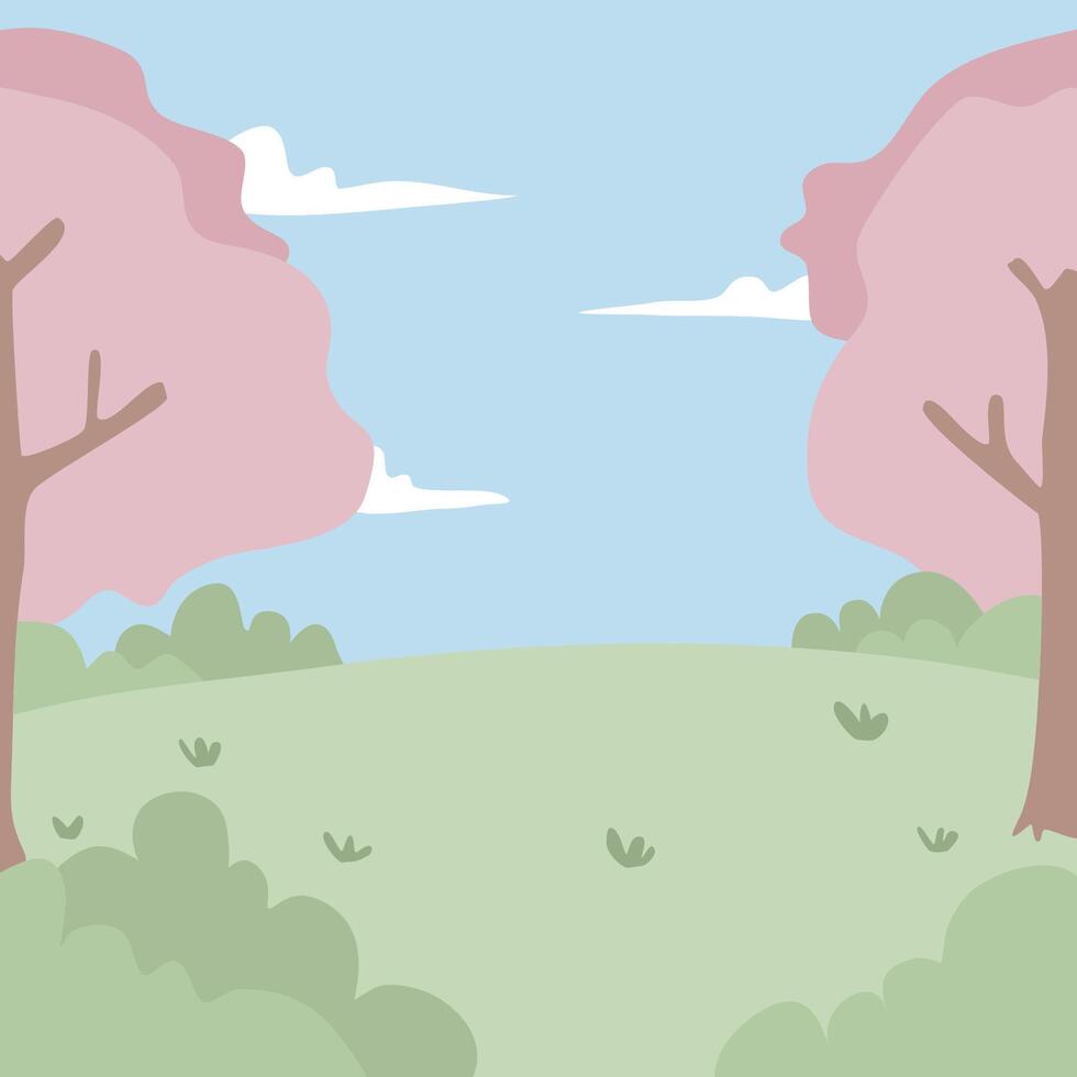 flat lovely spring landscape wallpaper vector