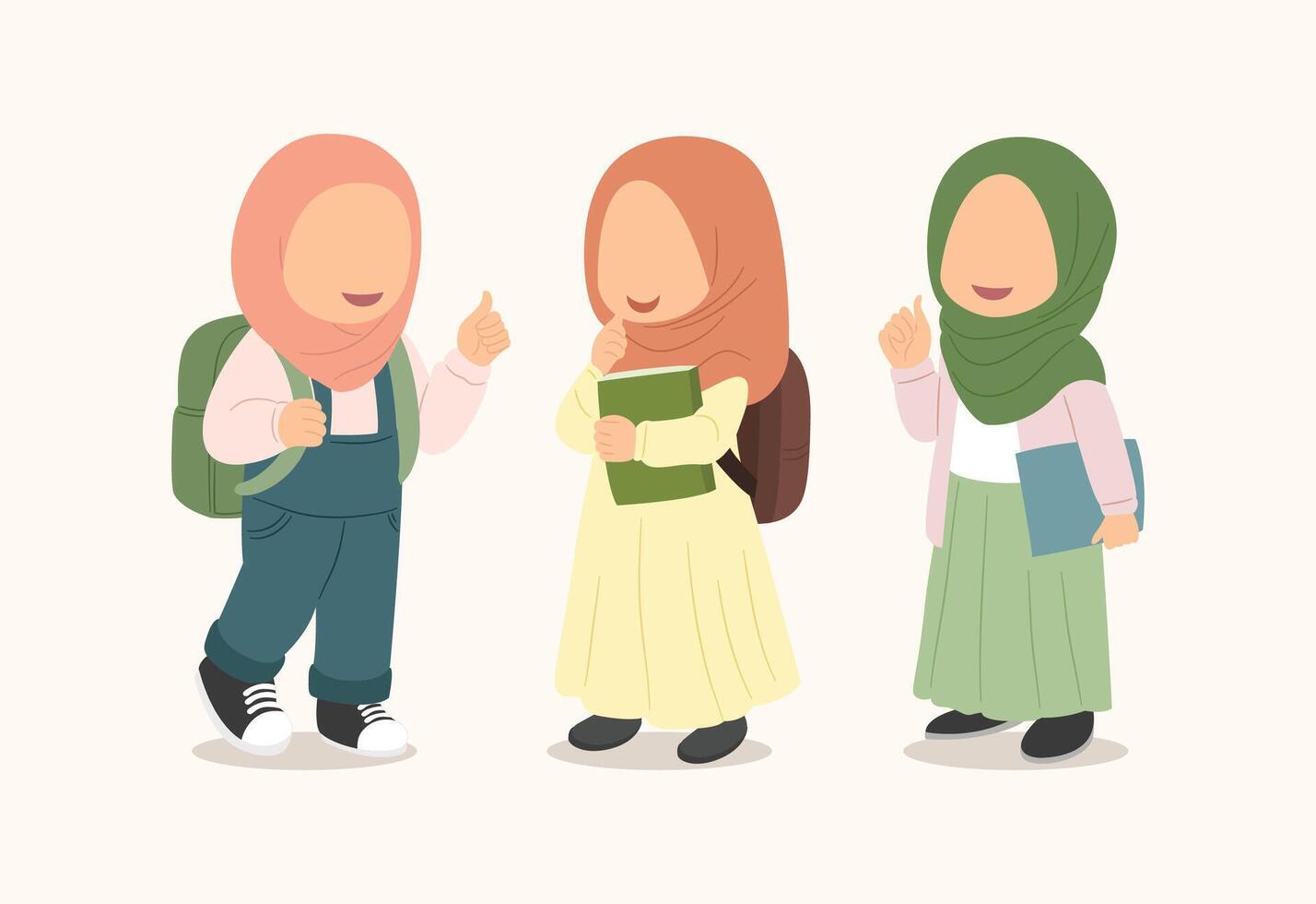 Muslim Student set vector