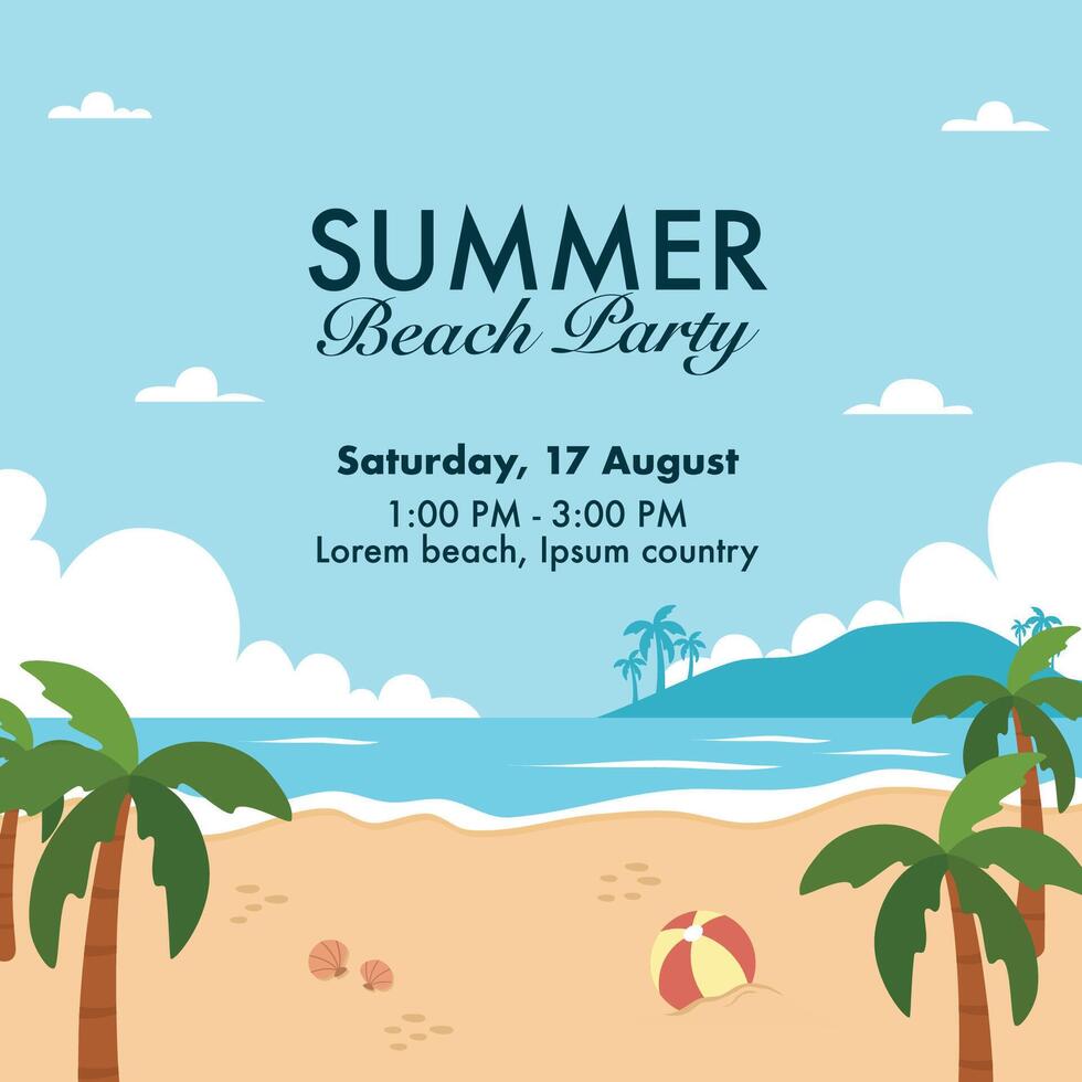 Flat design summer party poster vector