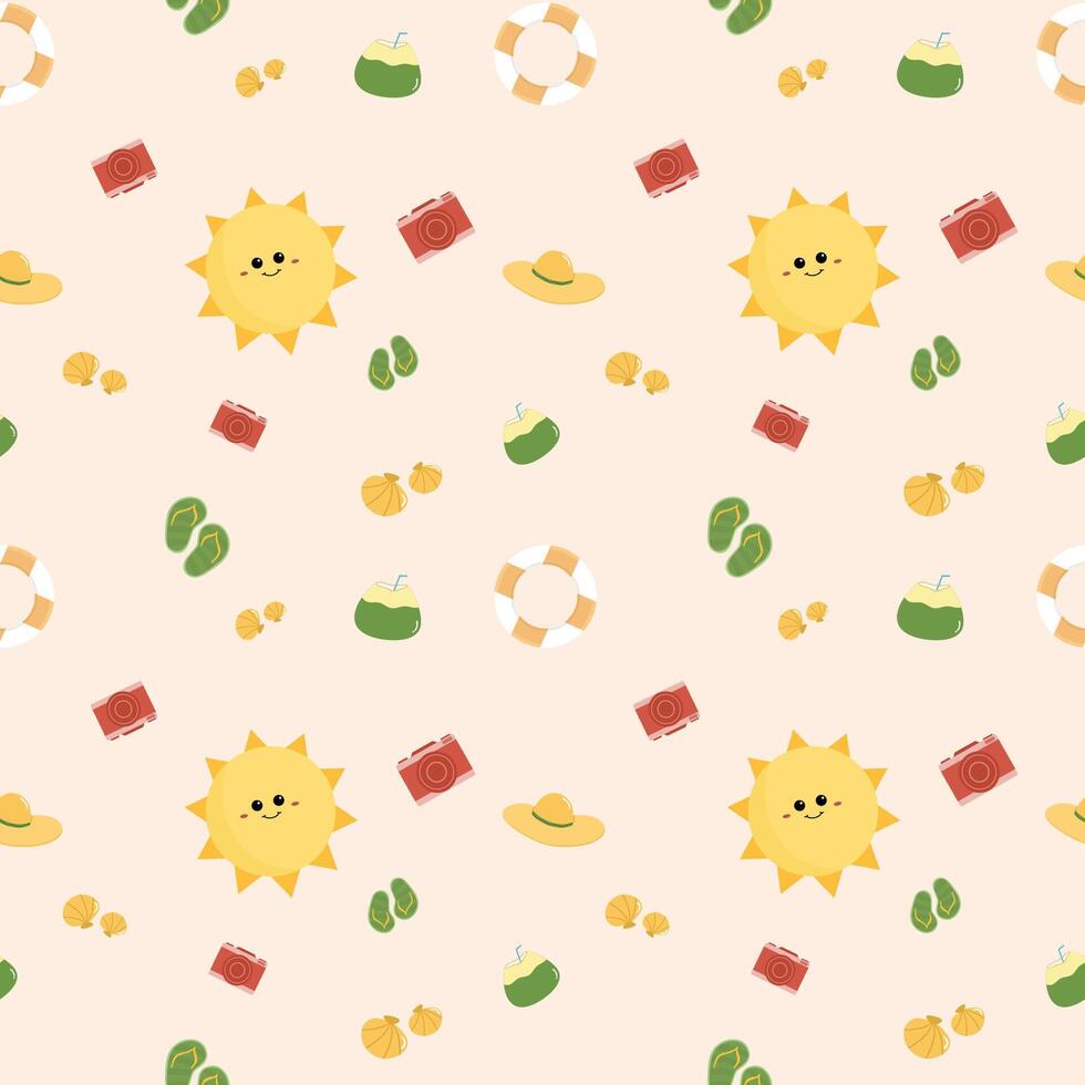 Hand drawn summer pattern vector