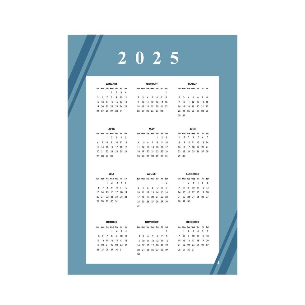 2025 calendar layout schedule annual events vector