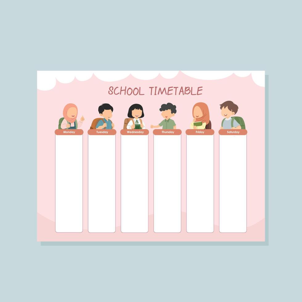 School Timetable template design vector