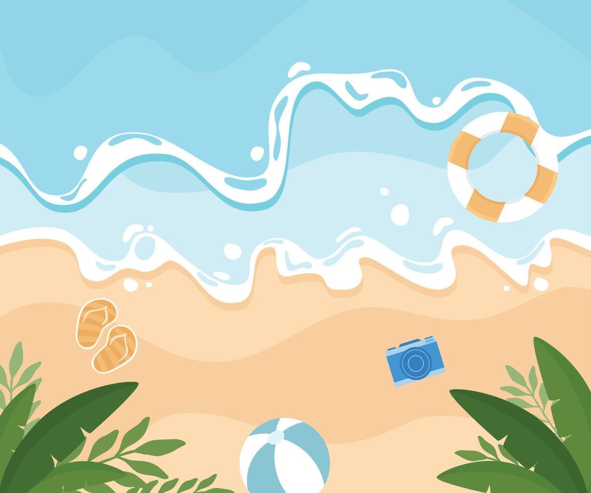 Summer background with camera and beach vector