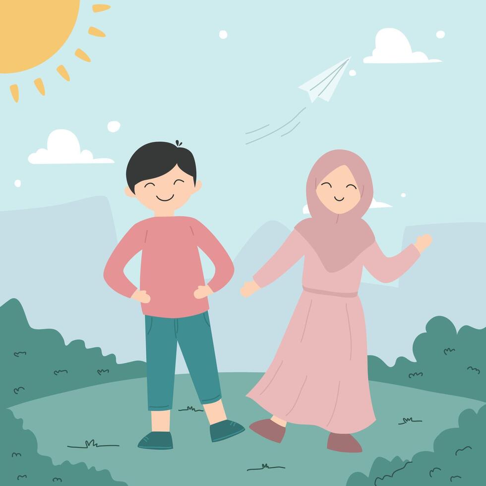 hand drawn flat children's day background vector