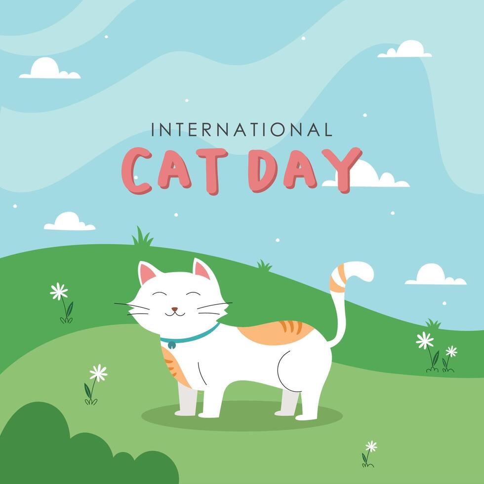 FLAT DESIGN FOR INTERNATIONAL CAT DAY CELEBRATION vector