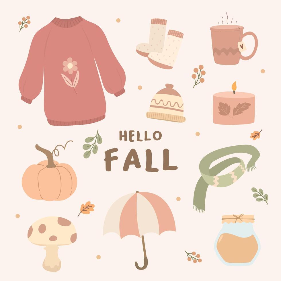 Autumn set item vector