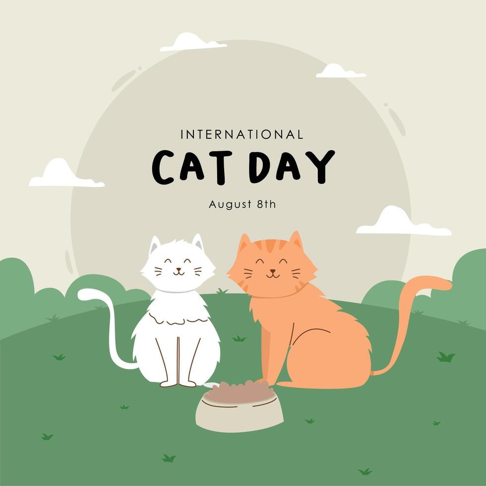 INTERNATIONAL CAT DAY HAND DRAWN FLAT BACKGROUND vector