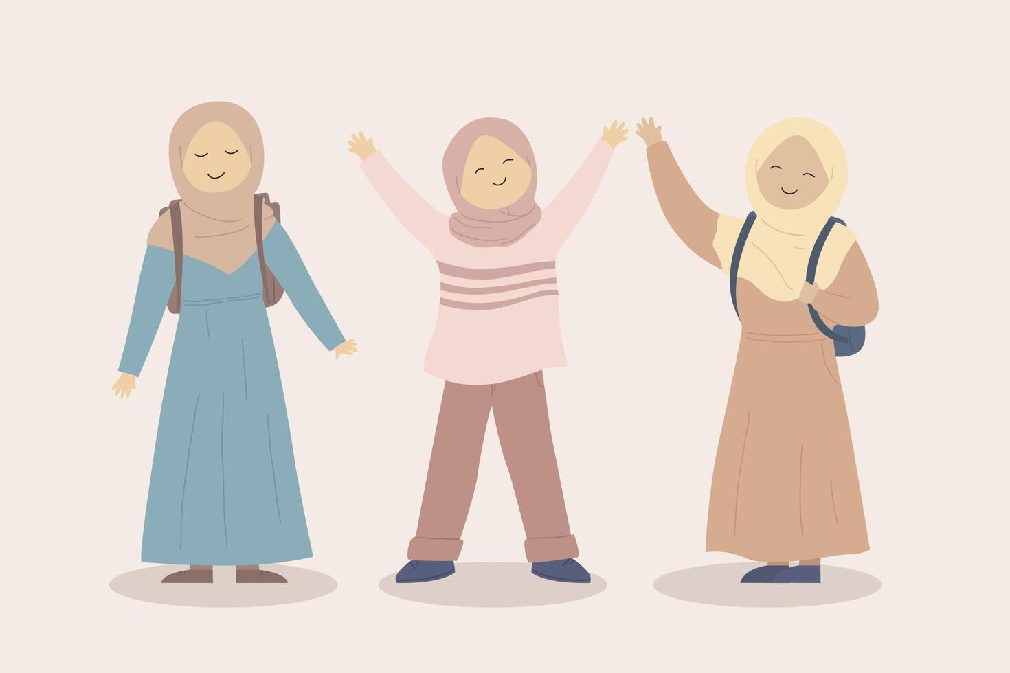 Hand drawn flat design cartoon muslim vector