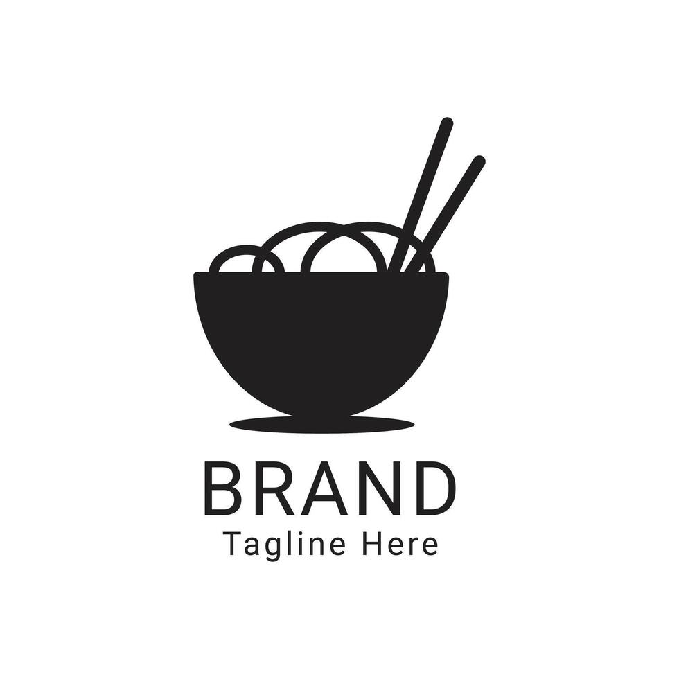 simple black noodle bowl logo vector