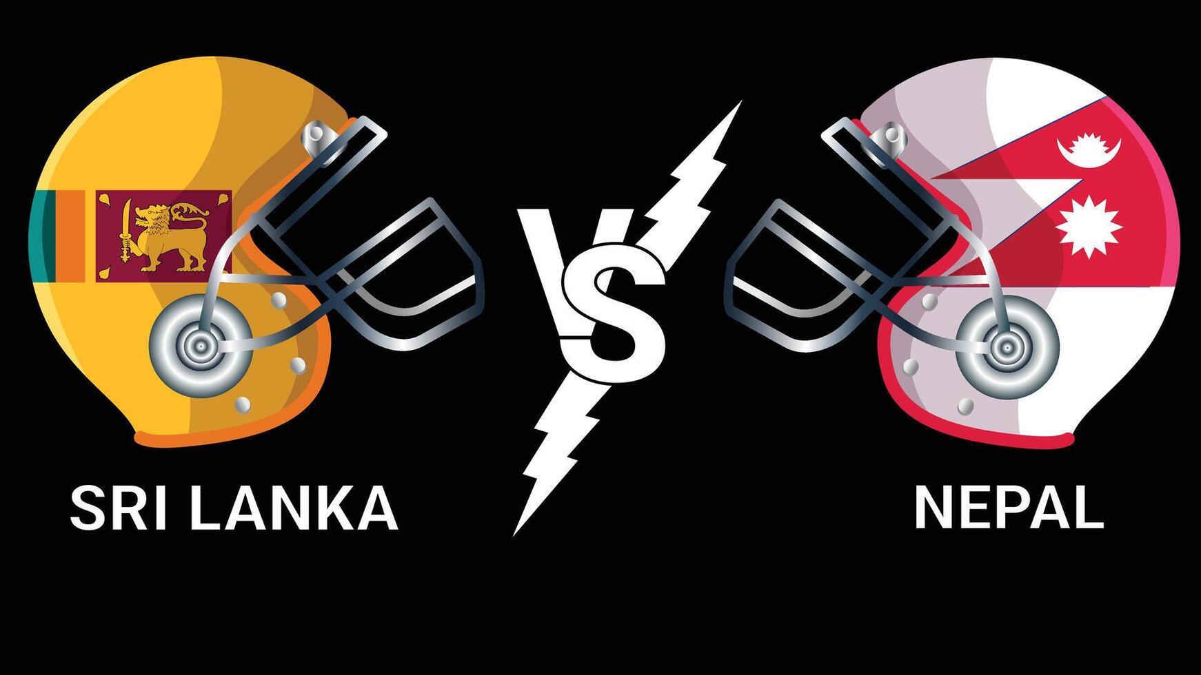 Sri Lanka vs Nepal 3D Illustration flags over cricket Helmet for Versus Match with Black Background vector