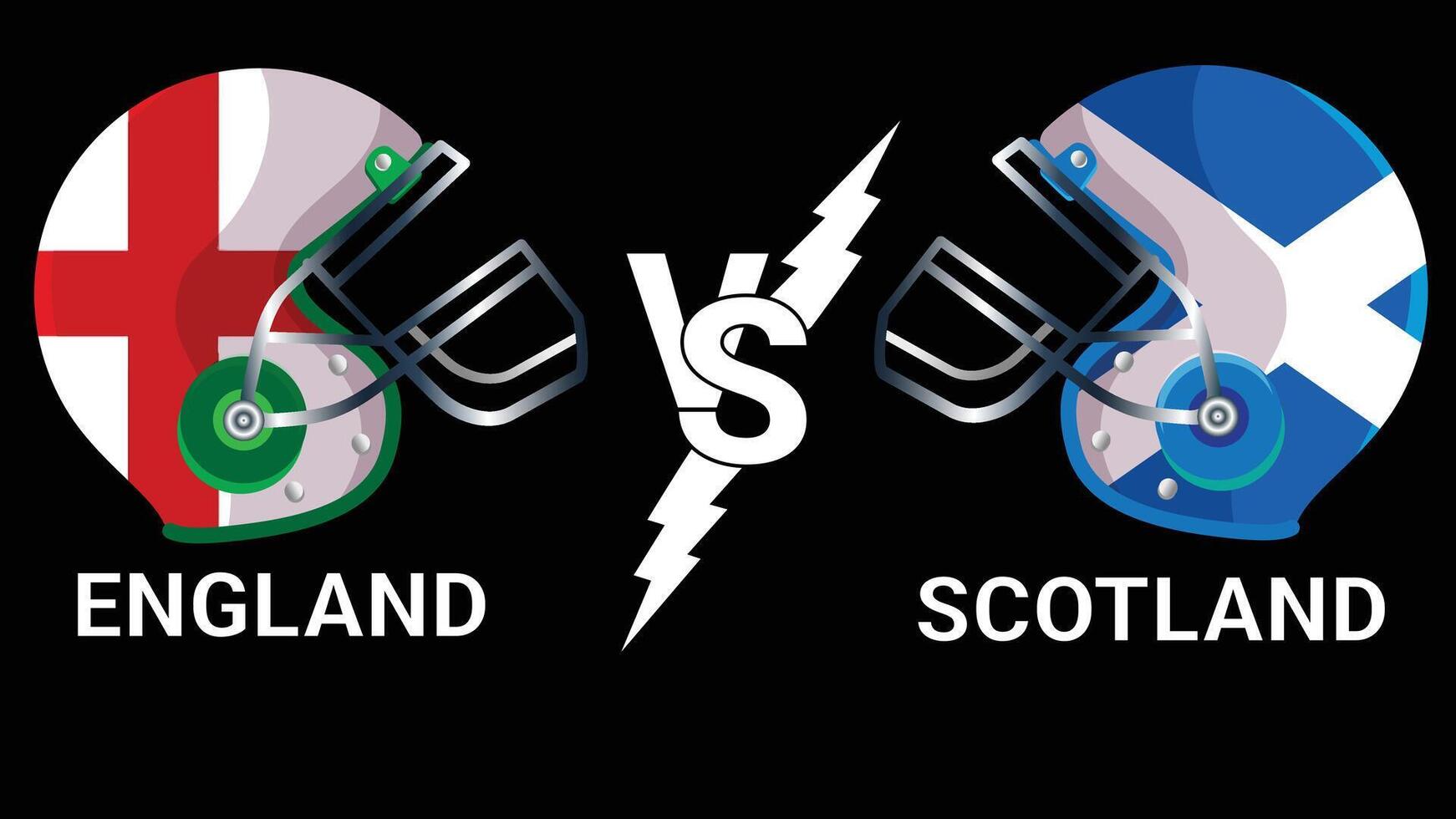 England vs Scotland 3D cricket helmet with flags on a black background vector
