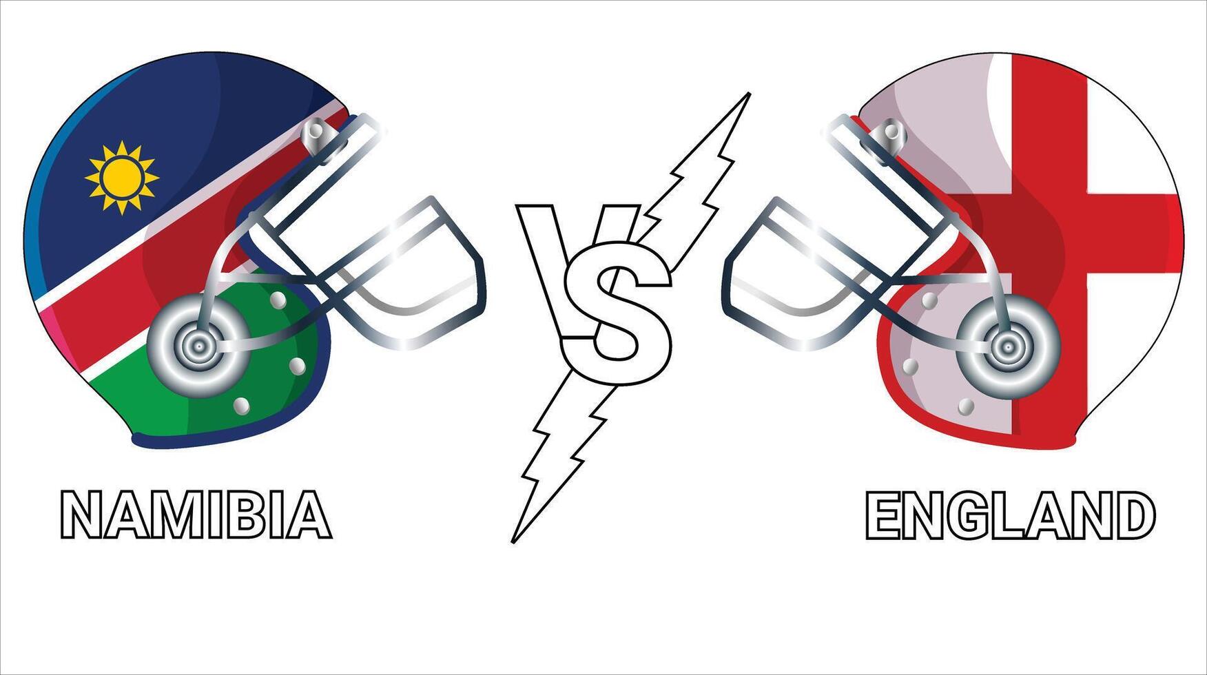 Namibia Vs England 3D Illustration flags over cricket Helmet for Versus Match with Transparent Background vector