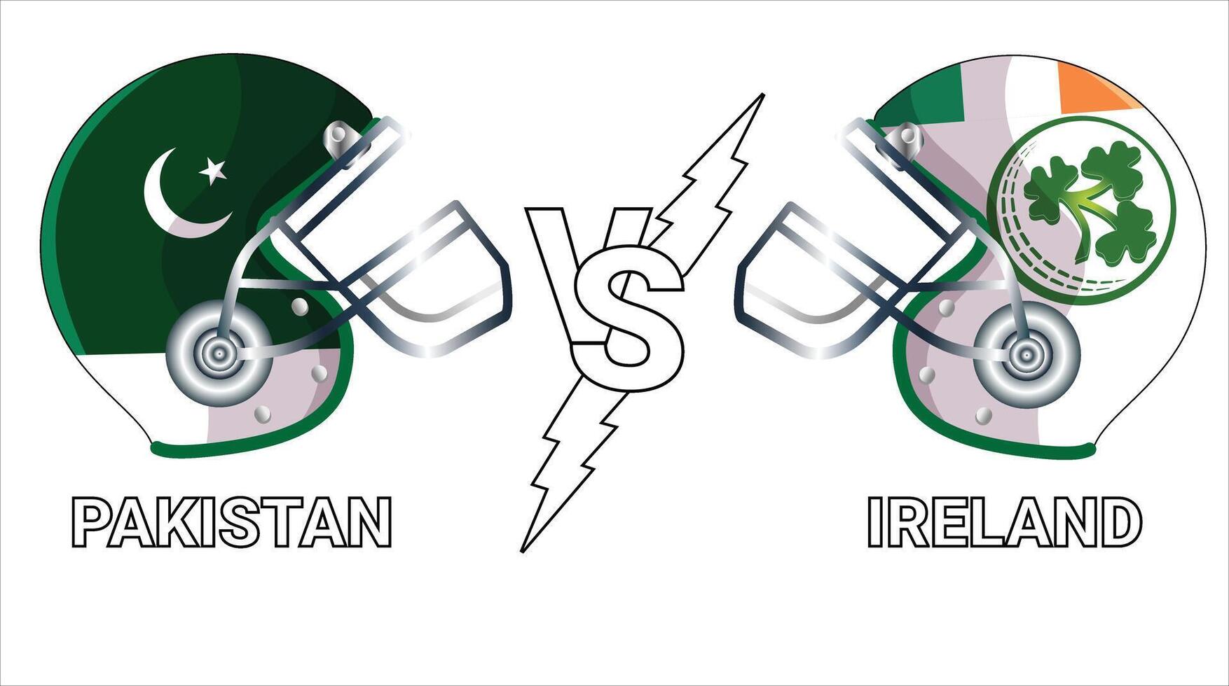 Cricket helmet design featuring 3D flags of Pakistan and Ireland vector