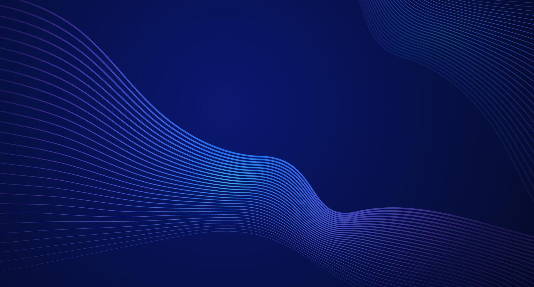 Abstract background, neon wave lines on dark blue background, modern glowing flow lines suitable for presentation backgrounds, invitations, covers, headers and footers. vector