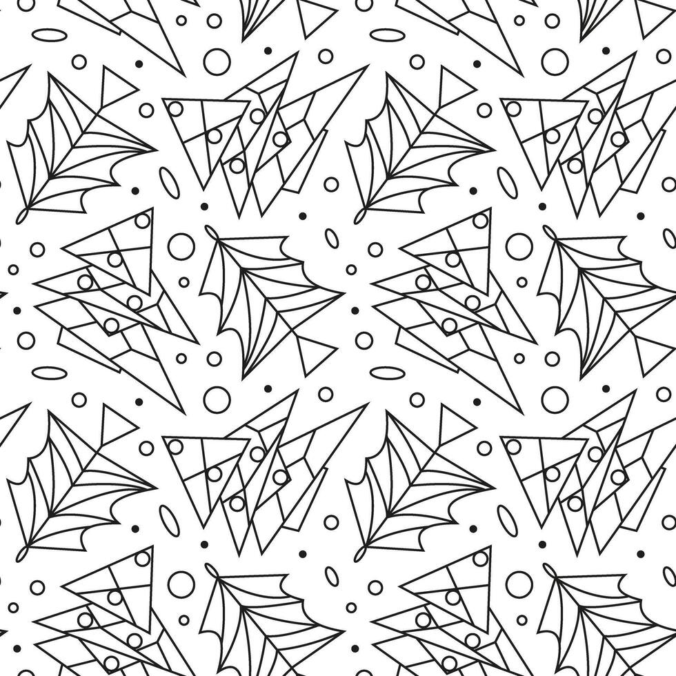 Seamless pattern with decorated Christmas tree in doodle style. Geometric trees with snow for New Year and Christmas. Holiday background. vector
