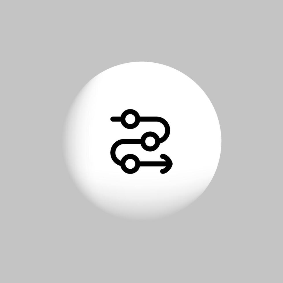 A black and white icon of a line connecting two points vector