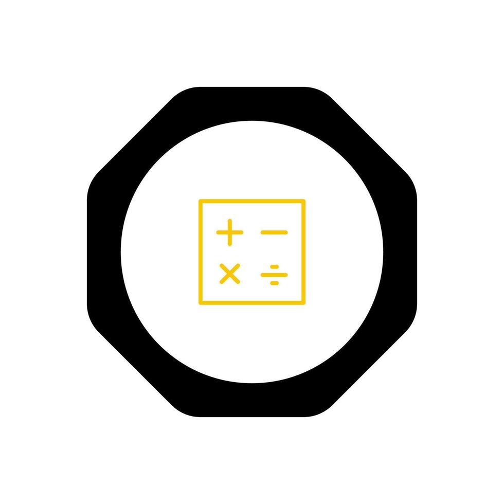A black and yellow calculator icon on a white background vector