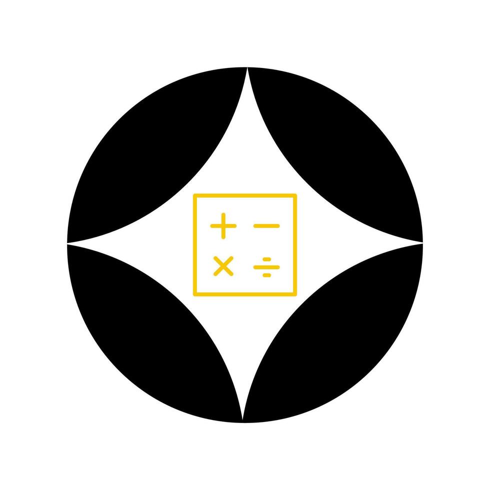 A black and yellow logo with a square and a plus sign vector