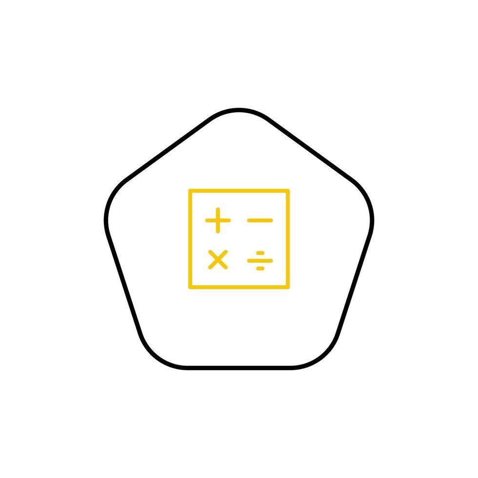 A black and white image of a hexagon with a calculator inside vector
