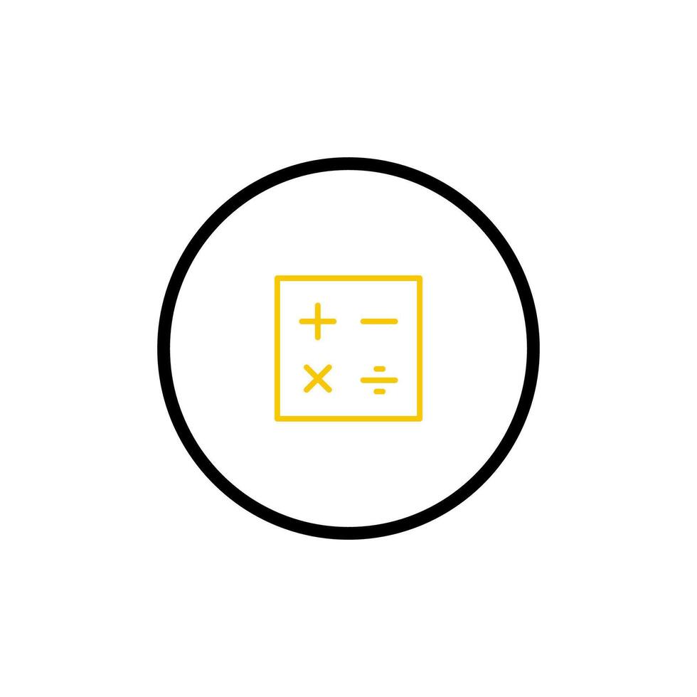A black and yellow icon of a calculator vector