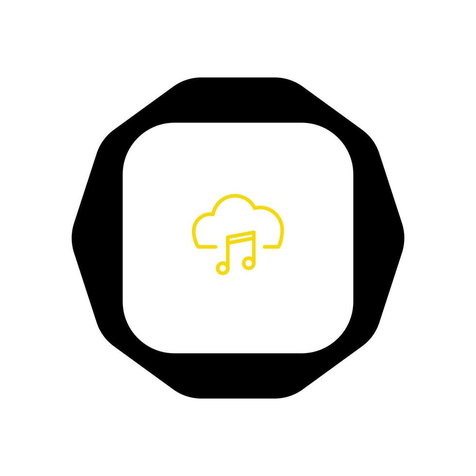 A black and yellow cloud icon with music notes vector