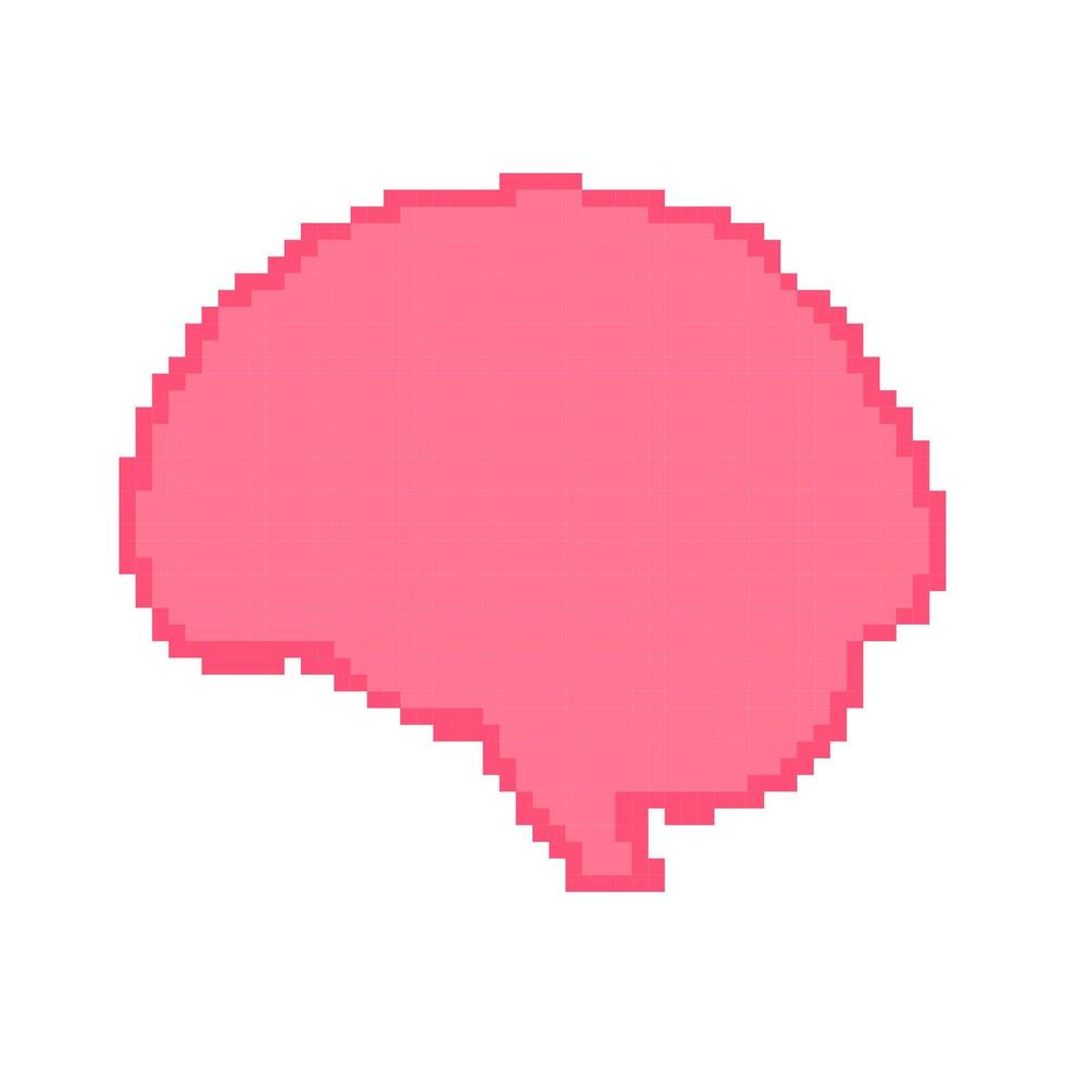 Pink Brain Pixel Art Icon. Human Brain Icon in Retro Gaming Style. 8 Bit Pixel Art Sign of Brain. Isolated Illustration vector