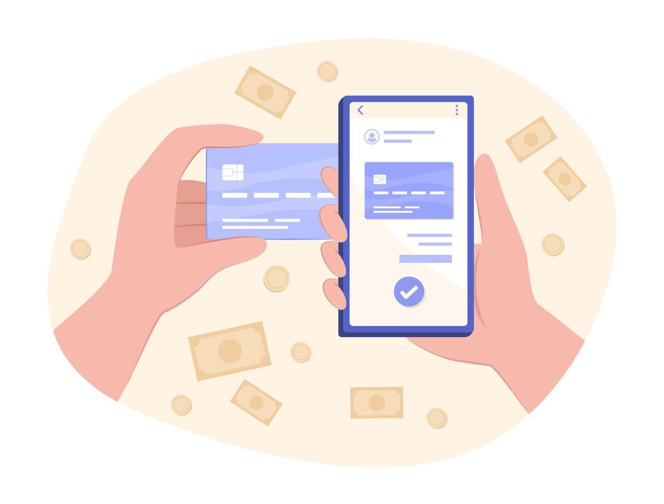 Digital Online Payment by Smartphone and Credit Card for Online Shopping Concept Illustration vector