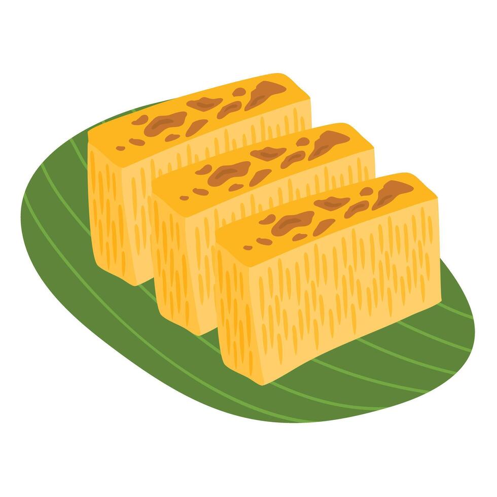 Bika Ambon, Indonesian cake with square slices vector