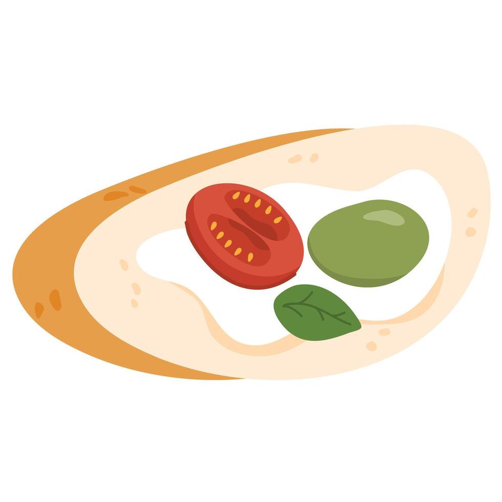 Bruschetta with Tomatoes Illustration breakfast vector