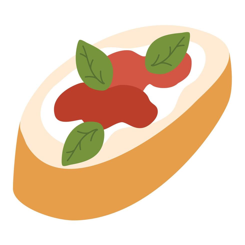 vegan toast with tomatos cherry, cream cheese and basil leaves vector
