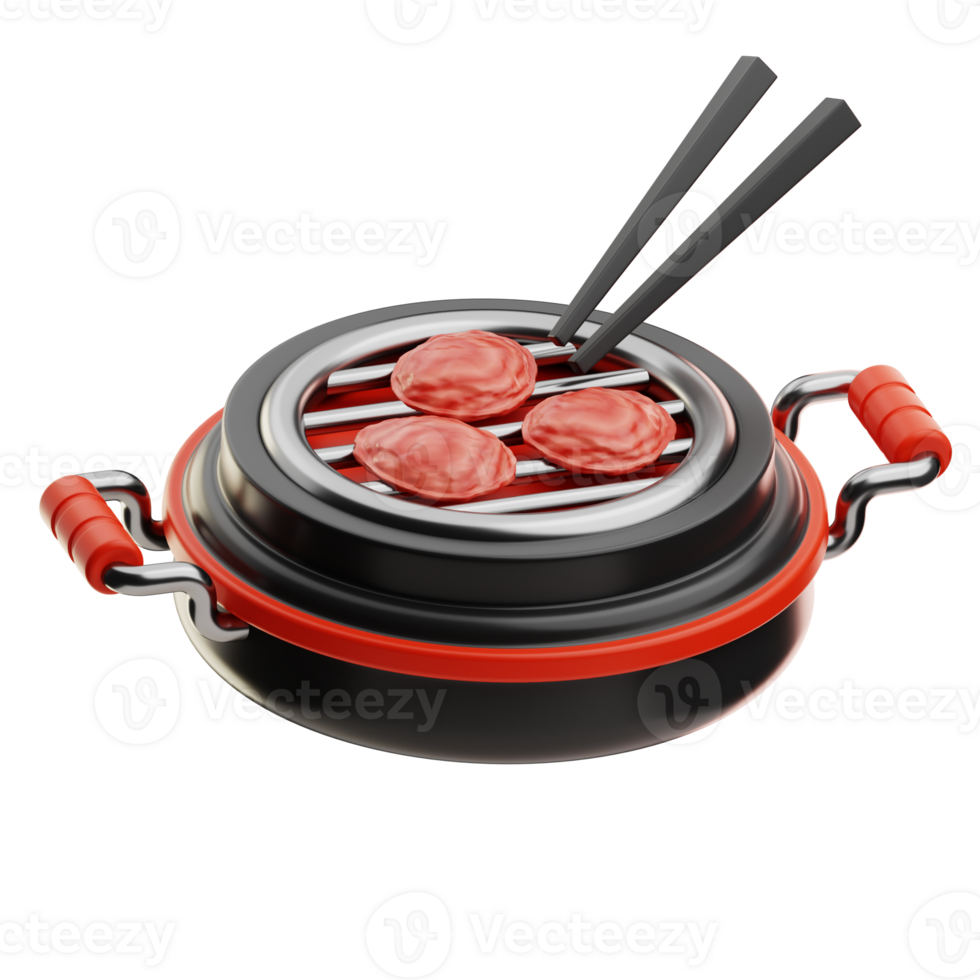 Yakiniku Asian Food illustration 3D png