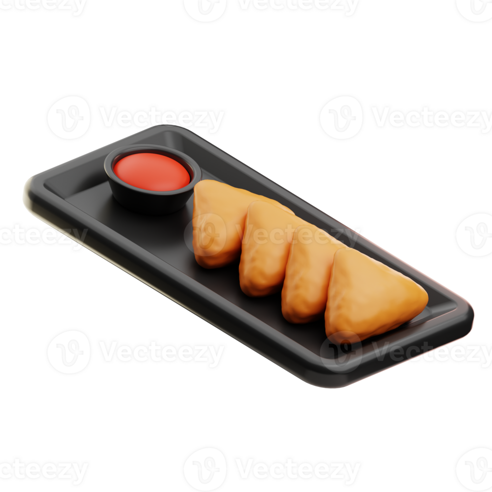 Samosa Asian Food illustration 3D png