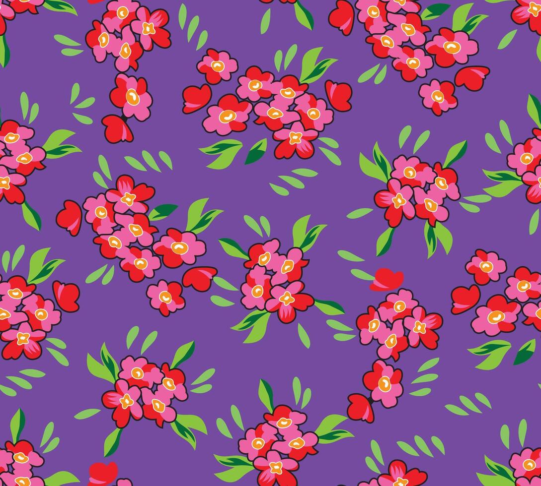 A pattern with flowers on purple background vector