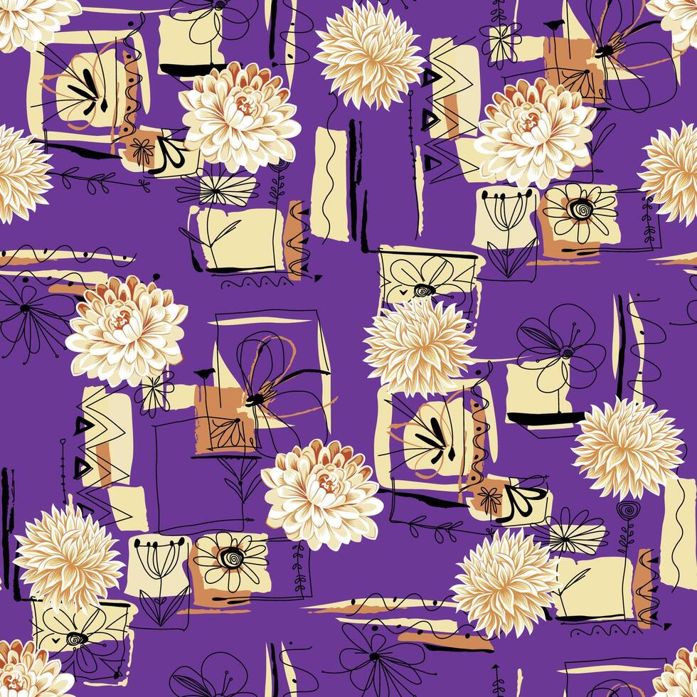 Seamless pattern art, textile background, wallpaper, tiles vector